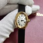 Front view of the Cartier Baignoire WGBA0017 Small Model Sapphire Yellow Gold Women's Watch.