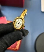 25-degree angle view of the Cartier Baignoire WGBA0019 White Dial Gold Bracelet Women's Watch.