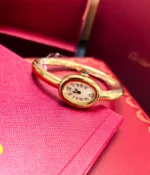 Real-life product photograph of the Cartier Baignoire WGBA0019 White Dial Gold Bracelet Women's Watch.