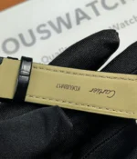 Detailed view of the strap on the Cartier WSSA0023 Santos Dumont Small watch.