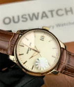 A 180-degree front angle view of the Patek Philippe 5227R-001 Calatrava Rose Gold 39mm Ivory Dial Men's Replica Watch, showing off its complete design.