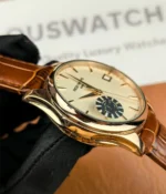 Side view of the Patek Philippe 5227R-001 Calatrava Rose Gold, highlighting the satin finish and craftsmanship of the case.