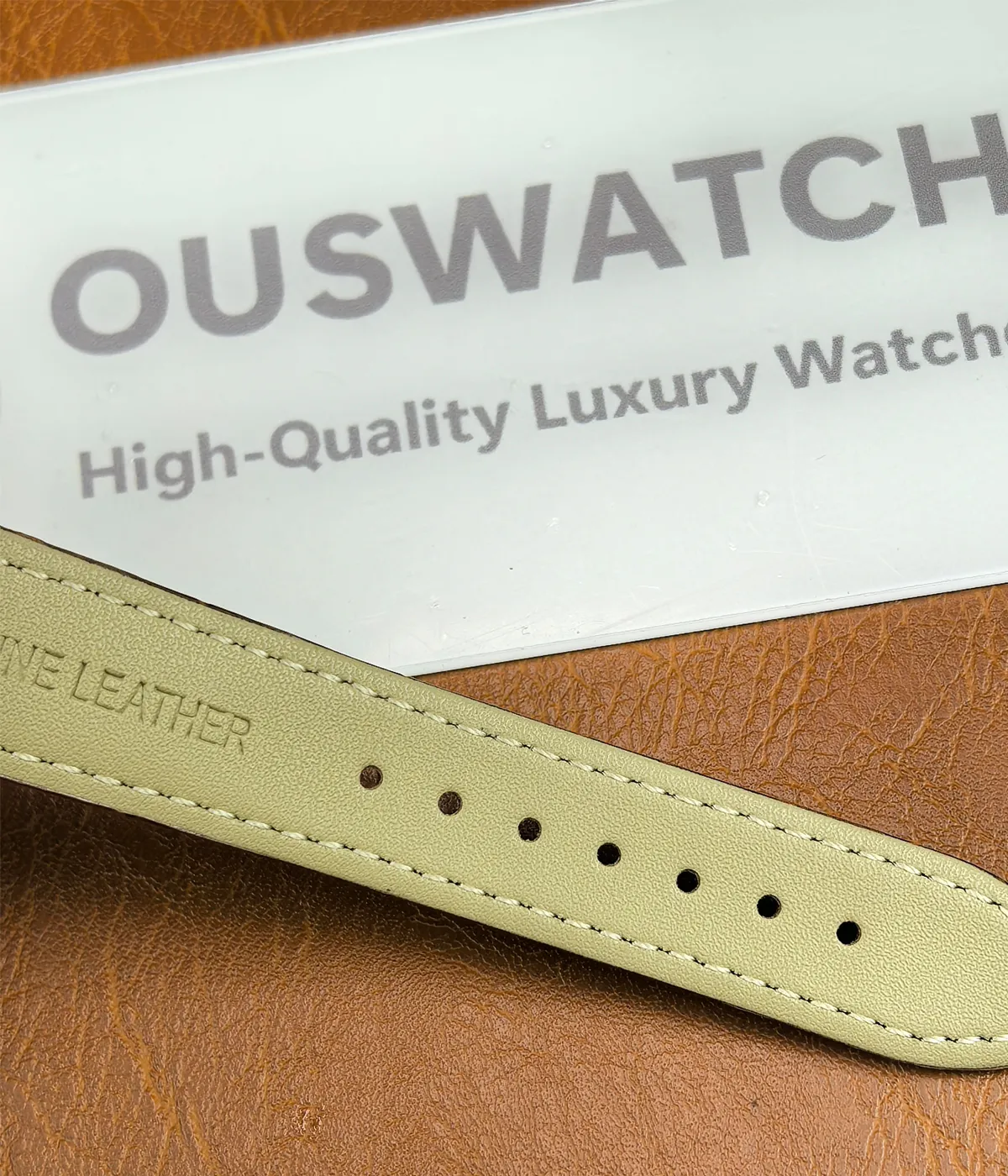 Close-up view of the back of the strap on the Patek Philippe 5227R-001 Calatrava Rose Gold, highlighting the attention to detail in the leather.