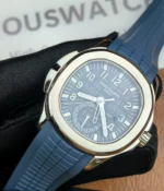 Patek Philippe Aquanaut Travel Time 5164G-001 Blue Dial White Gold Front & Material Detail