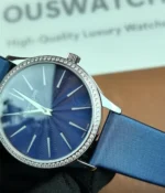 Close-up of the crown on the Patek Philippe Calatrava 4897G-001 33mm watch,