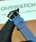 Close-up of the bracelet and clasp of the Patek Philippe Calatrava 4897G-001 33mm watch.