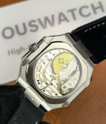 Close-up of the movement of the Patek Philippe Cubitus Watch 5822P-001 Blue Dial.