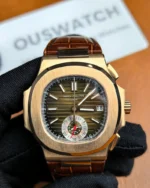 Patek Philippe Nautilus 5980R-001 Rose Gold Brown Dial Front View