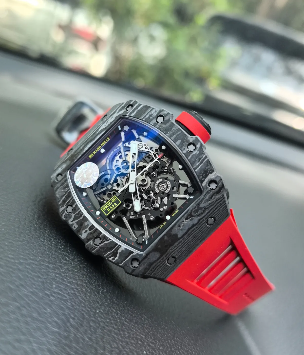 Richard Mille RM 35-02 Quartz TPT Red Band — 45° Angle Display