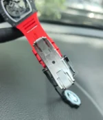 Photo of the watch buckle for the RM 35-02, showing the clasp and strap attachment.