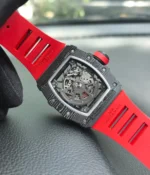 Detailed view of the RM 35-02 replica movement visible through the caseback.