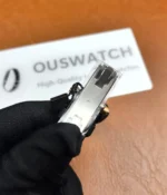 Close-up of the buckle on the Richard Mille RM07-01 watch, showcasing the design and finishing details.