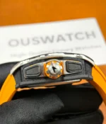 Detailed close-up of the RM65-01 crown showing texture and design details.