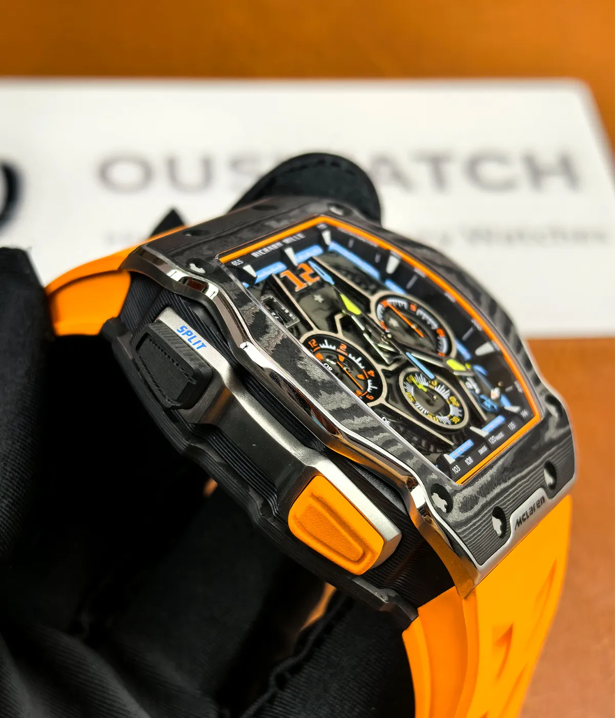 Side view of the watch showcasing the case profile and satin brushed finish.