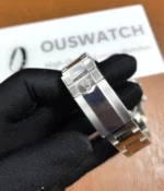 Close-up view of the clasp on the Rolex 2025 Daytona Black on Black Ceramic Bezel 126500LN-0002 men's watch.