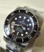 25-degree angle view of the Rolex 44MM D-Blue Dial M136660-0005 with a black ceramic bezel and Oyster strap.