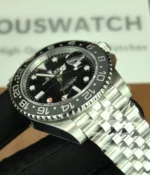 Full view of the bracelet on the Rolex Bruce Wayne GMT Master II 126710GRNR 40mm men's watch.