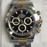 Front view of the Rolex Cosmograph Daytona Yellow Rolesor M126503 men's watch with an Oyster bracelet.