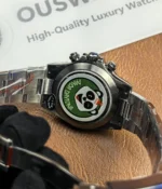 View of the caseback of the Rolex Daytona 116500LN-0001 "Panda" 40mm watch.