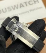 Close-up view of the clasp on the Rolex Ghost Oysterflex Daytona 126519LN.