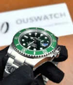 Close-up of the lugs on the Rolex Submariner Date 116610LV-0002 with a 40MM green dial and Oystersteel case.