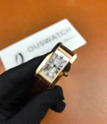 45-degree angle view of the Tank Louis Cartier White Dial Gold Women's Replica Watch.