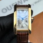 Front view of the Tank Louis Cartier White Dial Gold Women's Replica Watch.