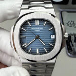 Front view of Patek Philippe Nautilus 5711-1A-010 40mm blue dial stainless steel replica watch.