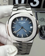 Front view of Patek Philippe Nautilus 5711-1A-010 40mm blue dial stainless steel replica watch.