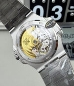 Movement view of Patek Philippe Nautilus 5711-1A-010 40mm blue dial stainless steel replica watch.