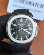 Front view of Patek Philippe Aquanaut 5167A-001 Black Dial replica watch showcasing the dial and case