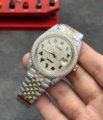 45-degree angled view of the dial on Rolex Datejust 278384RBR-0038 31mm Diamond-set replica