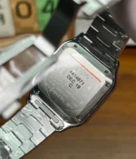 Caseback and movement cover display of Cartier Santos W2SA0007 two-tone watch