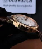 Side view of Patek Philippe Calatrava 6119R-001 rose gold replica highlighting satin finish