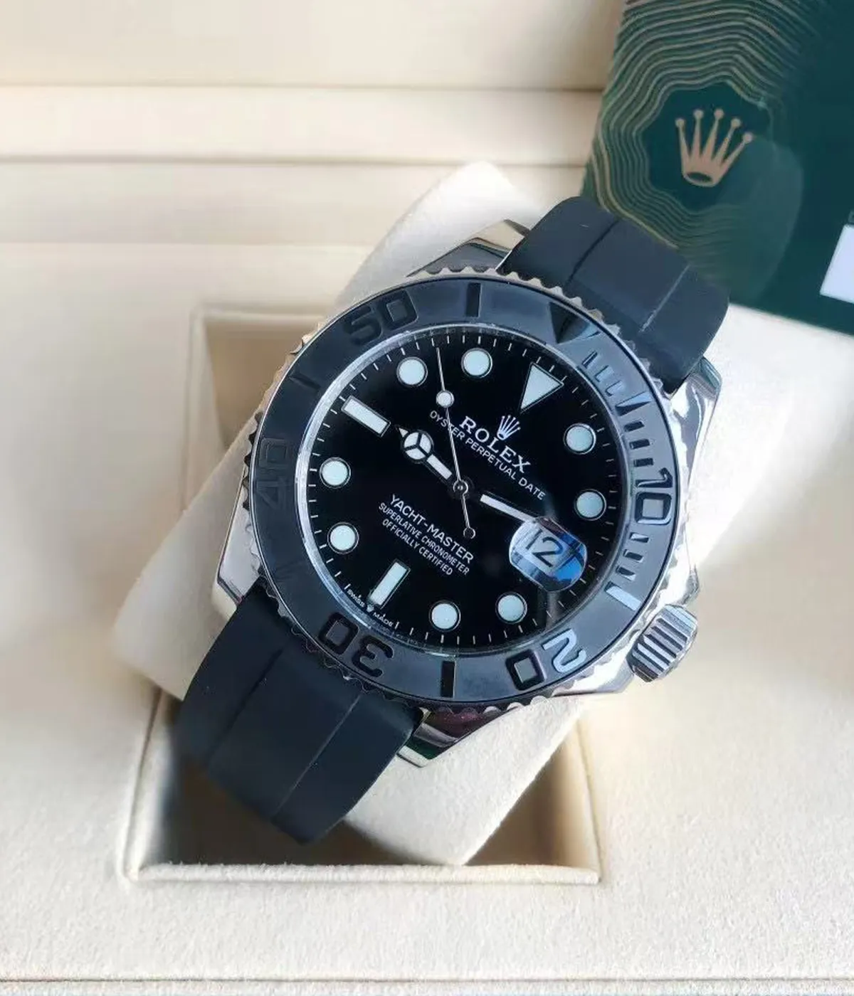 Rolex Yacht-Master 226659-0002 42MM Black Dial White Gold replica watch angled view