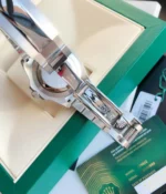 Close-up of the Oystersteel clasp on the Rolex Yacht-Master 126622-0002 replica watch, highlighting comfort and security