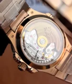 Close-up view of the movement of Patek Philippe Nautilus 7118R-001 rose gold replica