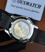 Detailed view of the Swiss replica movement inside Patek Philippe Aquanaut 5167A-001, showcasing precision craftsmanship